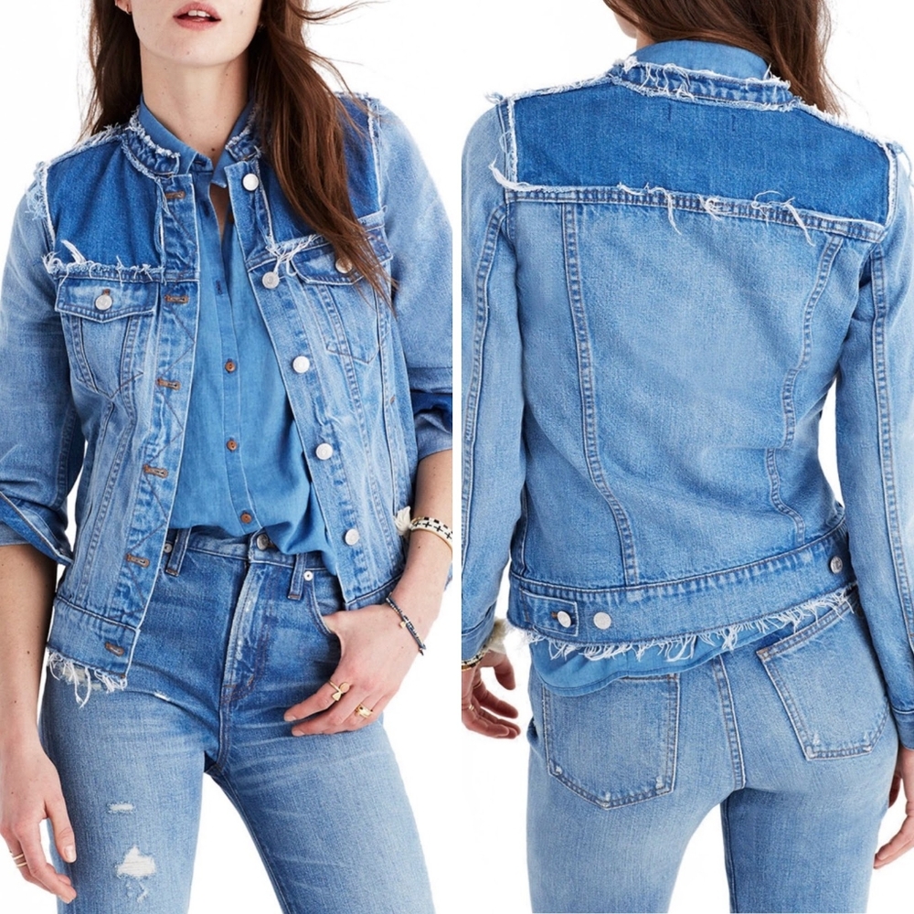 Madewell distressed denim jacket size XS